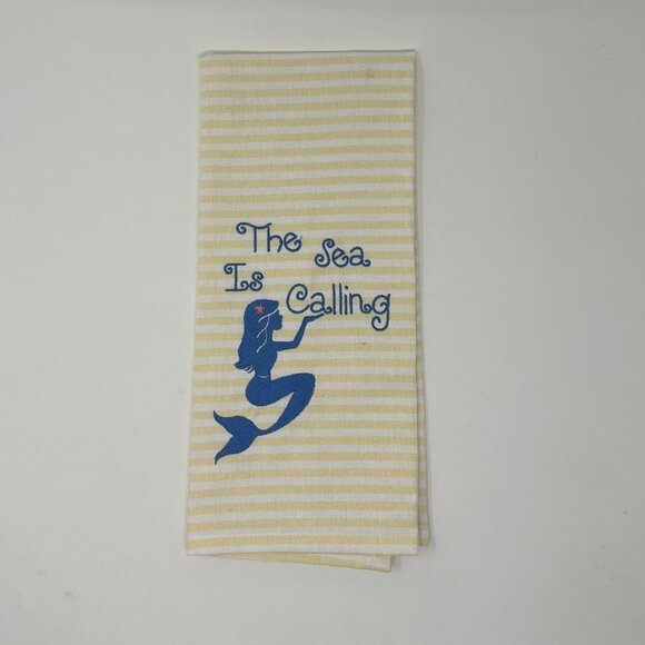 NWT Coastal Dish Towels Set of 2 Mermaid Flamingo The Sea is Calling Hand Towel - Picture 5 of 5